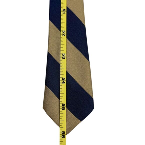 VINTAGE WOOLF BROTHERS COUNTESS MARA TIE Navy Blue and Brown, PREOWNED - Picture 6 of 6